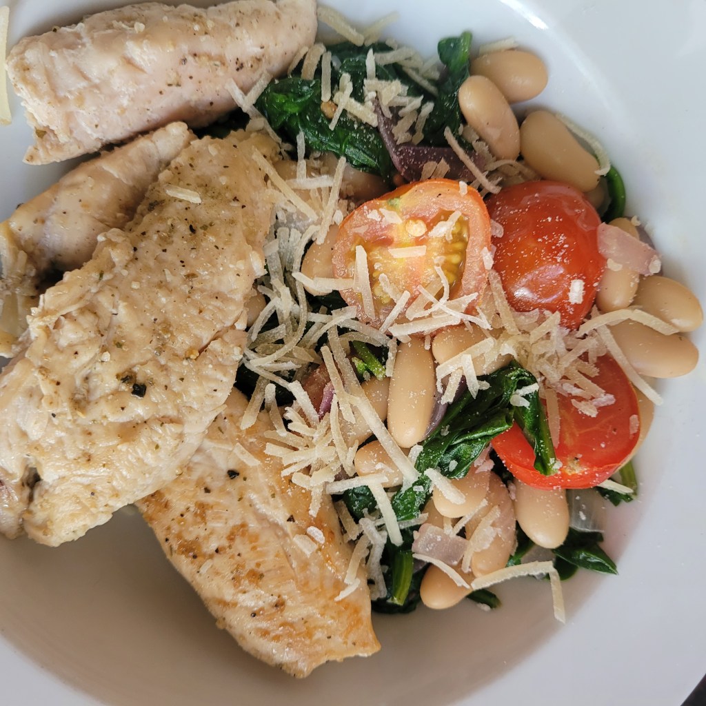 Lemony White Bean Spinach Bowl w/ Chicken&nbsp;Tenders
