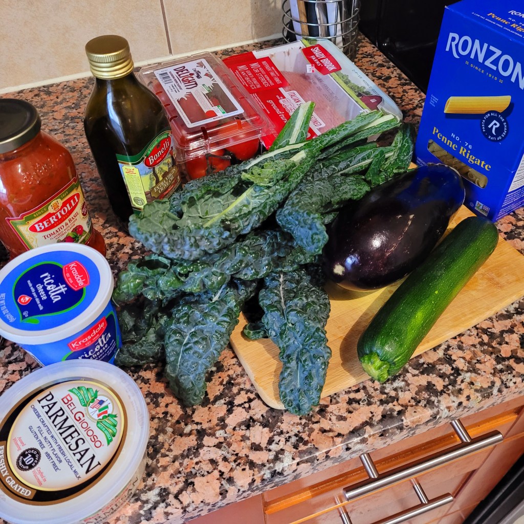 Eggplant Zucchini Bake with Pasta & Ground&nbsp;Turkey