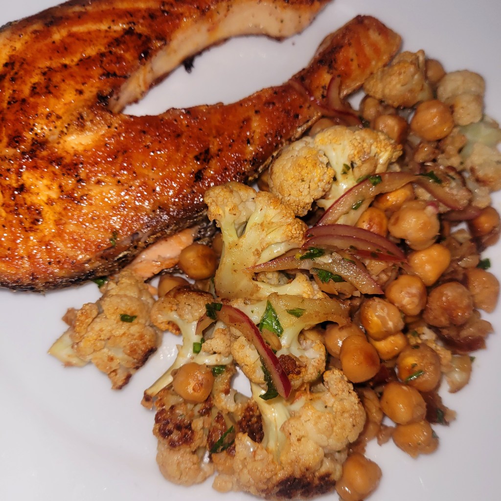Sweet & Tangy Roasted Cauliflower and Chickpeas