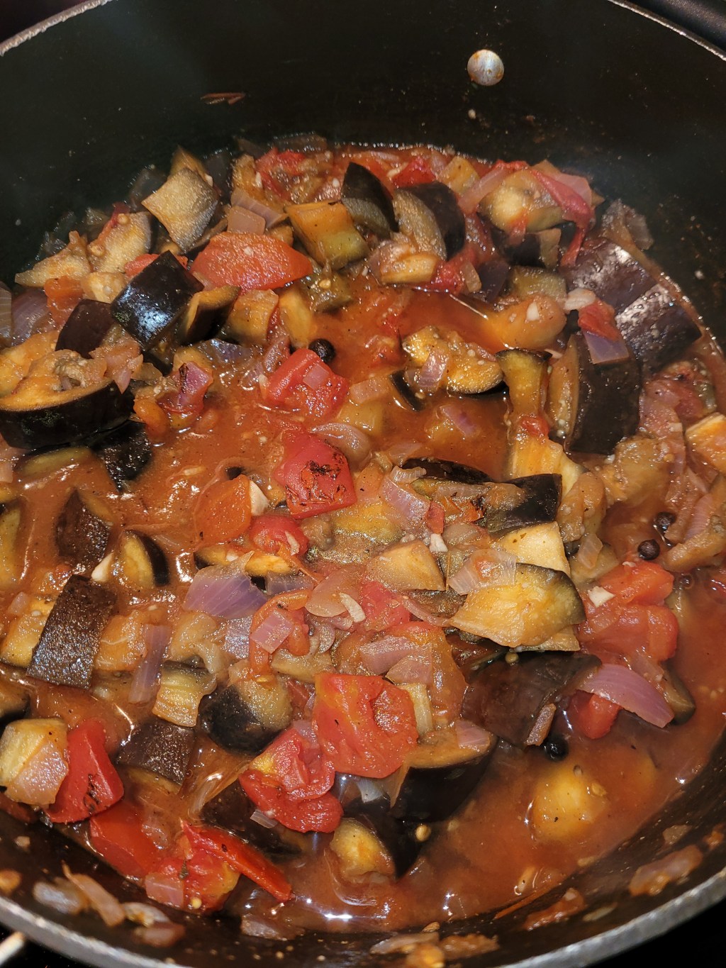 Winter Comfort Food: Spiced Cinnamon Eggplant Stew with Roasted Peppers